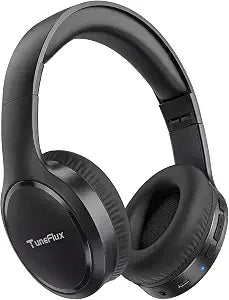 TuneFlux Bluetooth Headphones, 70H Playtime, Over-Ear, 3 EQ Modes-Black