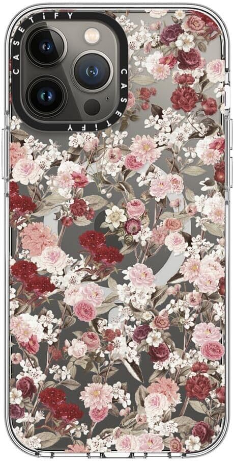 CASETiFY Clear iPhone 13 Pro Max Case [Not Yellowing / 6.6 ft. 3X Military Grade Drop Protection/Compatible with Magsafe] - Vintage Flower Monday - Clear