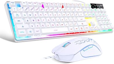 Gaming Keyboard and Mouse Combo, K1 RGB LED Backlit Keyboard with 104 Key for PC/Laptop(White) - Image 1