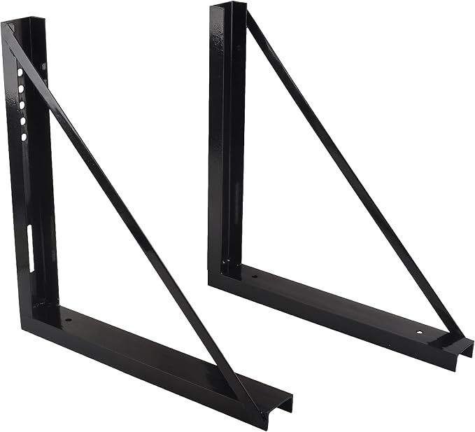 24’’x24’’ Bolted Steel Mounting Brackets for Trailer Tool Box, Set of 2- Black