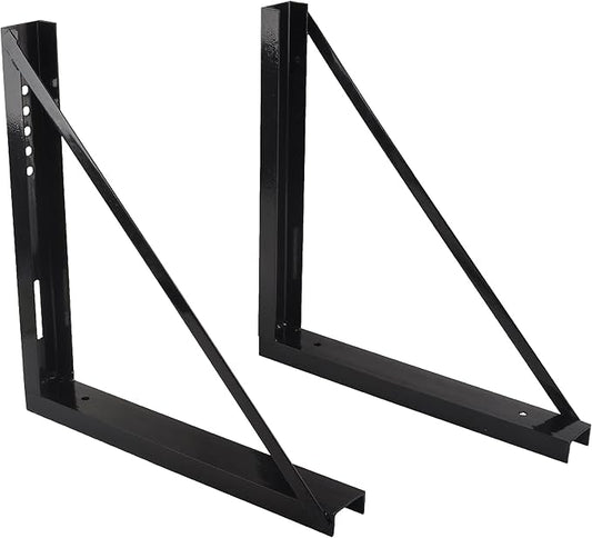 24’’x24’’ Bolted Steel Mounting Brackets for Trailer Tool Box, Set of 2- Black