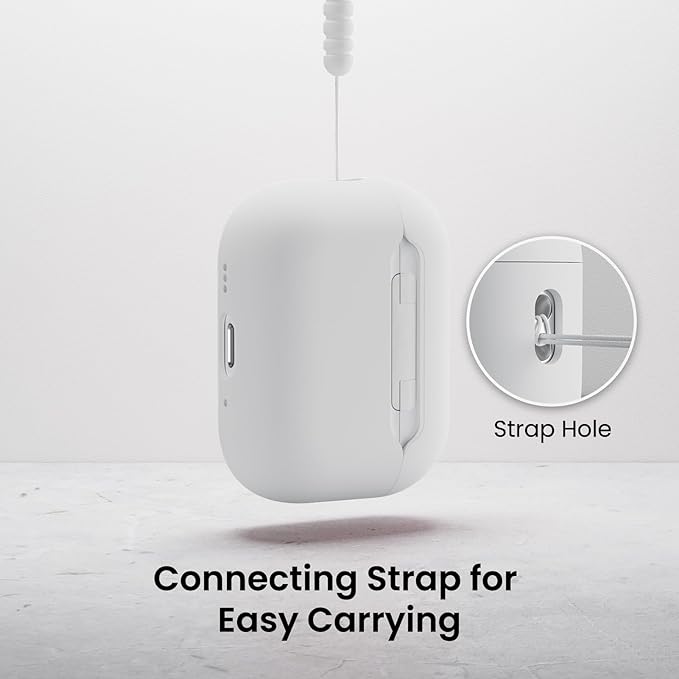 ORNARTO Compatible with AirPods Pro 3 Case 2025, Full Protective Hybrid Silicone for AirPods Pro 3rd Generation Case, Front LED Visible Skin Cover-White