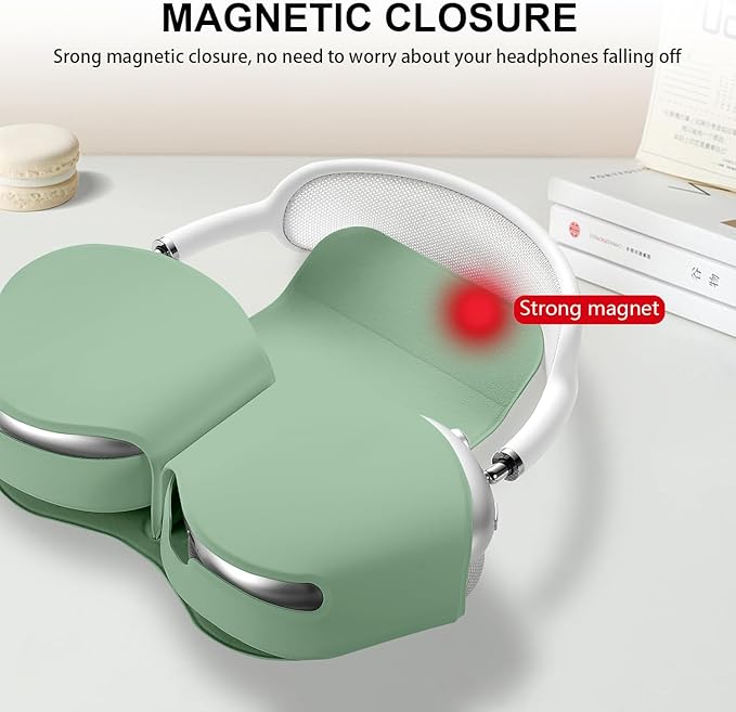Maxjoy for Apple Airpods Max Smart Case Cover, Soft PU Leather Protective Cover Accessories for Airpod Max with Sleep Mode, Anti-Dust Travel Carrying Case for Airpods Pro Max Headphones, Grass Green
