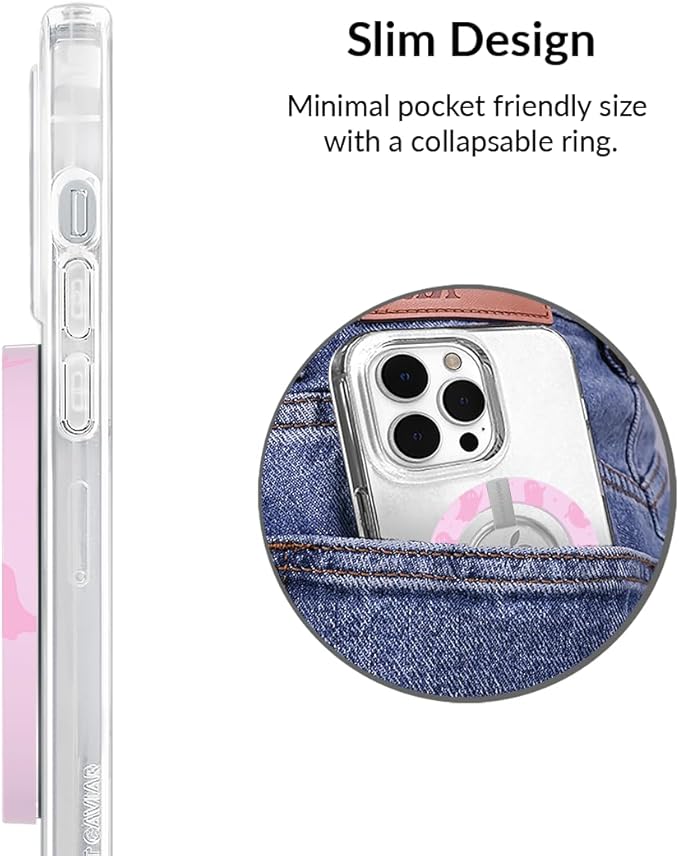 VELVET CAVIAR Compatible with MagSafe Phone Grip - Magnetic Ring Holder with Adjustable Stand - Removable MagSafe Accessories for iPhone 16, 15, 14, 13, 12 (Pink Halloween Ghost)