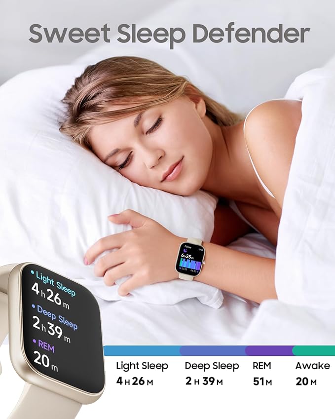 TOOBUR Smart Watch for Women, Alexa Built-in, Answer/Make Calls, 1.91" HD Screen Fitness Watch, IP68 Waterproof, 100 Sports, Heart Rate Monitor, Sleep Tracker, Smartwatch Compatible Android iOS, Beige