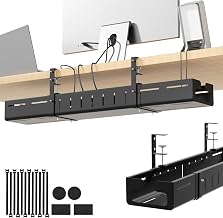Under Desk Cable Management Tray,Expandable 25.2" – 38.6",Black - Image 1