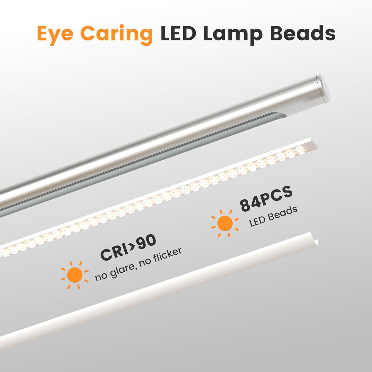 16 Inch Foldable LED Desk Lamp 4 Color Temps 15W 1200 Lumens Dimmable with Flexible Arm for Home Office Study Silver