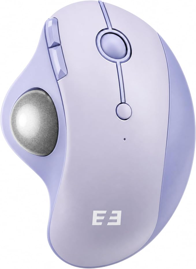 seenda Wireless Trackball Mouse, Ergonomic Bluetooth Mouse,Light Purple