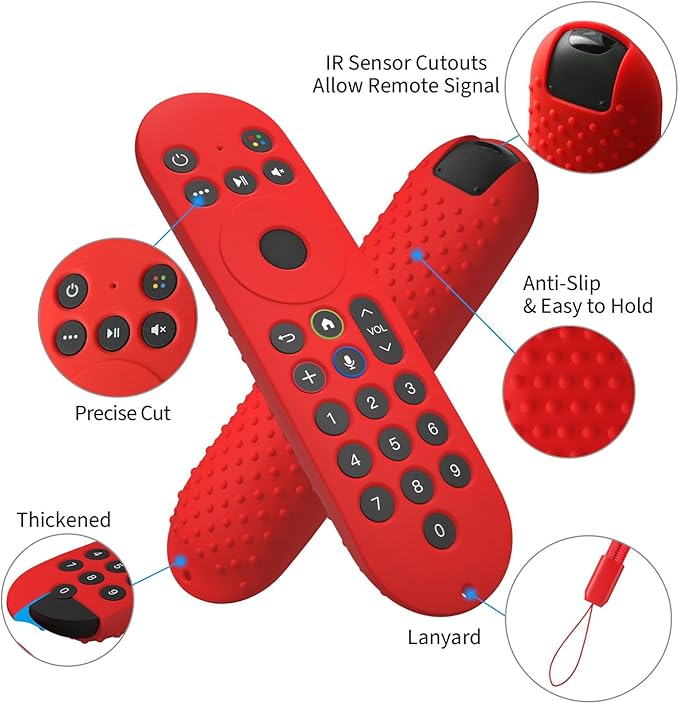 Hi Color Silicone Cover for XR100 Xfinity Xumo Stream Box Remote Cover Xumo Streaming Box Remote Case Shockproof Anti-Slip Silicone Sleeve with Lanyard (red)