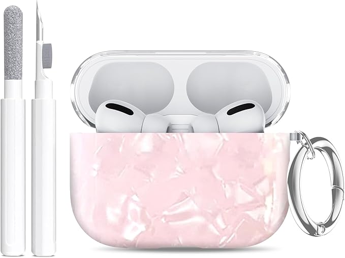 Compatible Airpods Pro 3 Case (2025),Design Shell Print Silicone Protective Cases for Apple AirPods Pro 3rd Generation Case,Airpod Pro 3 Cover with Keychain&Cleaner Kit for Women/Girls,Pink Shell