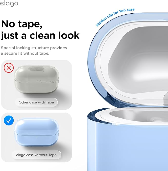 elago Clear Case Compatible with AirPods Pro 3 Case Clear Cover - Lanyard Included, Strap Included, Reduced Yellowing, Shockproof, Full Protection, Soft TPU (Aqua Blue)