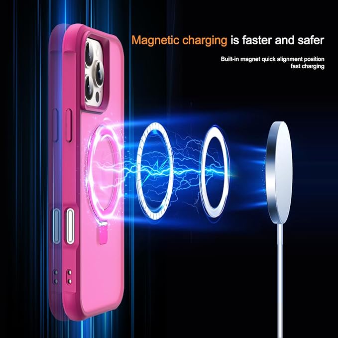 Compatible with iPhone 16 Pro Max Case and Tempered Glass Screen Protectors Rose