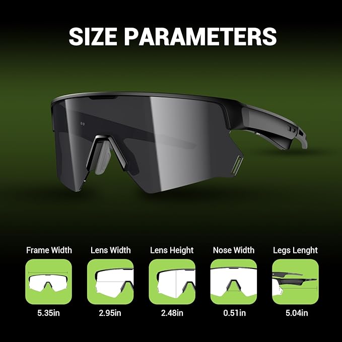 Blackview Buletooth Sunglasses, UV400Protection, Bult in Mic & Speakers, Voice Assistant Compatible, 5.4 Bluetooth, Polarized Lens for Outdoor Activities