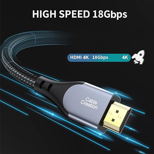CableCreation HDMI Cable 4K@60Hz, 3ft Grey HDMI 4K Male to Male Cable, Highly-Speed 18Gbps, HDR, 3D for TV, Monitor, PS4/5, Xbox One and More