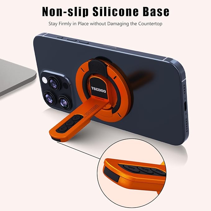 3-in-1 Magnetic Phone Grip Stand with 360° Roration Angle Adjustment, Silicone Finger Ring & Fidget Toy Design, Gym Dual-Sided Magnetic Phone Kickstand for All Phones