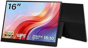 16" FHD 1200p IPS Portable Monitor with Kickstand, USB C HDMI Portable Screen, Eye Care,Ultra Slim,Portable hdmi Monitor with Built in Speakers,Lightweight Travel Monitor for Business Trip