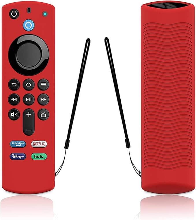Remote Case Replacement for TV Stick (3rd Gen) 2021 Release Voice Remote, Red Silicone Protective Cover Sleeve with Lanyard - LEFXMOPHY