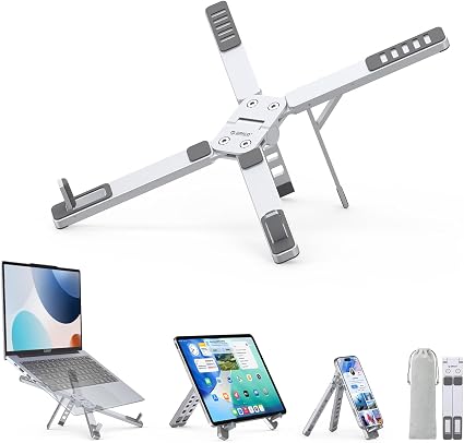 ORICO Portable Laptop Stand for Travel & Desk, Foldable 3-in-1 PN1, Silver