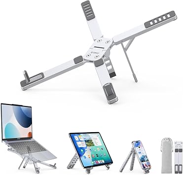 ORICO Portable Laptop Stand for Travel & Desk, Foldable 3-in-1 PN1, Silver