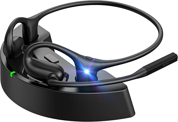 Wireless Headset with Charging Dock, Open Ear Headphones with Mic