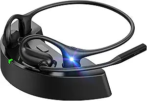 Wireless Headset with Charging Dock, Open Ear Headphones with Mic