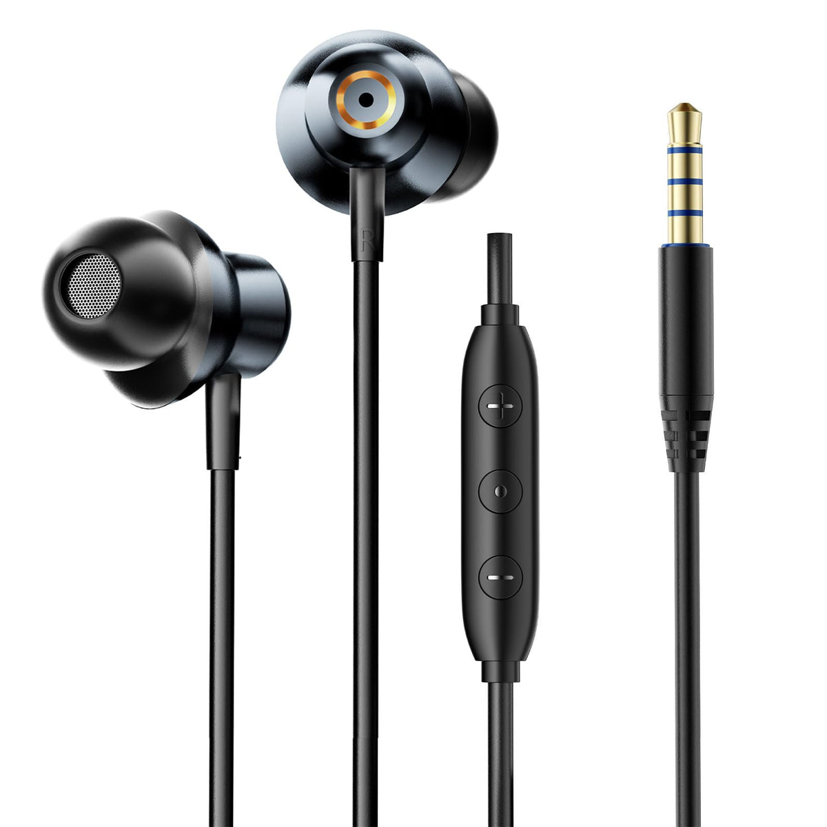 Wired Earbuds with Noise Isolating Fit, Deep Bass Stereo Wired Earphones, 3.5mm Jack Plug in Headphones with in-Line Mic for Clear Calls, Compatible with PC, Laptop, Gaming