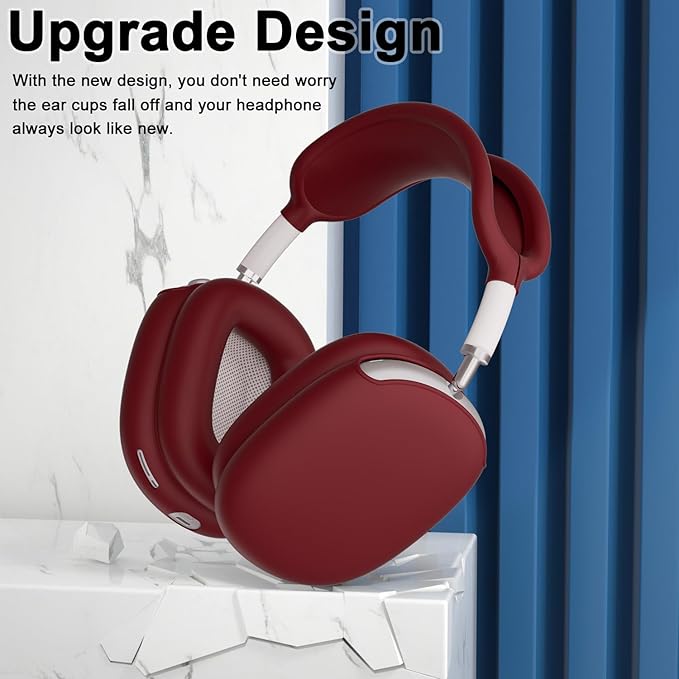 ATUAT for AirPods Max Headphones Case, Protective Silicone Case Cover Skin Accessories Anti-Scratch for Women Men for Apple AirPods Max 2024/2020 (USB-C/Lightning), Burgundy