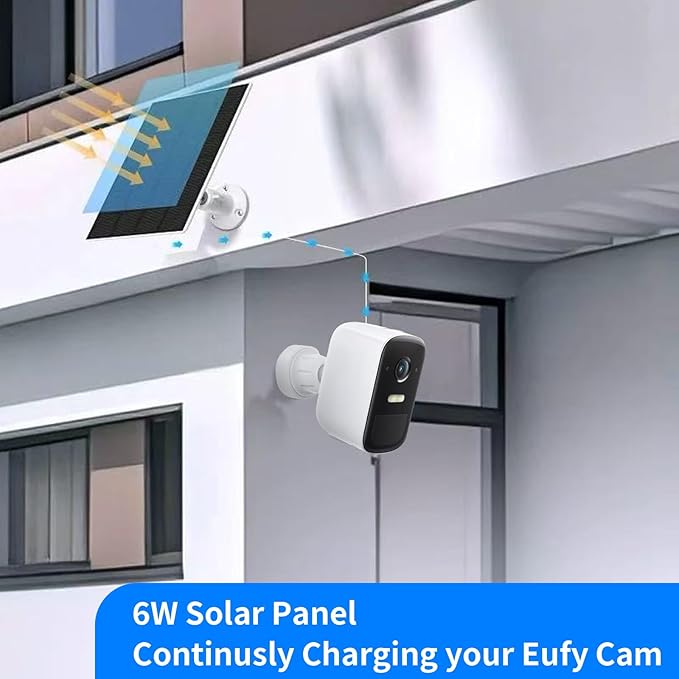 Solar Panel for eufy Camera, for eufyCam 2/2 Pro,2C/2C Pro,E,soloCam E20/E40 Spotlight,IP65 Waterproof USB-C Solar Panel Charger for eufy with Micro USB & Micro Plug (1Pack)