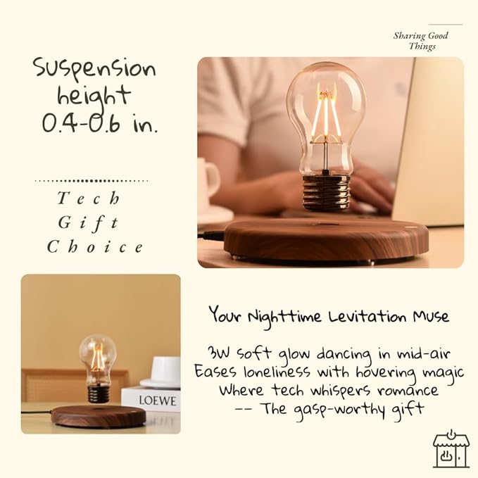 MOOCCI Magnetic Levitation Bulb 360° Rotating Ambient Light, Ideal for Home Decor, Perfect as a Gift for Valentine's Day, Halloween, Christmas, or Anniversary Celebrations