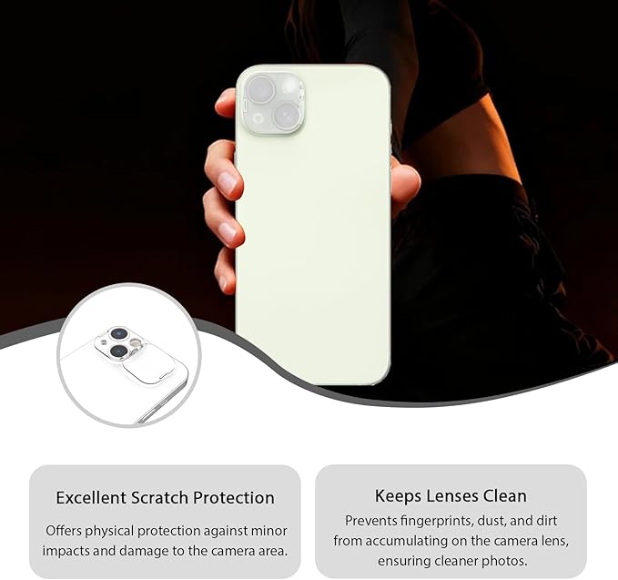Camera Lens Cover Compatible for iPhone 14/14 Plus/15/15Plus,Camera Lens Protector to Protect Privacy and Security,Strong Adhesive -2 Pack-Clear