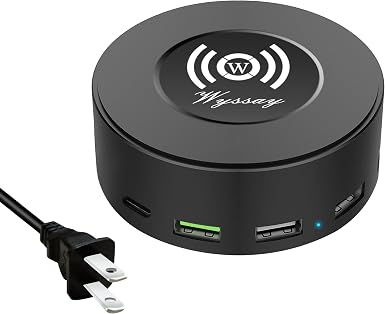 75W 6-Port Wireless Charging Station, USB-C & QC 3.0