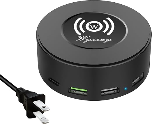 75W 6-Port Wireless Charging Station, USB-C & QC 3.0