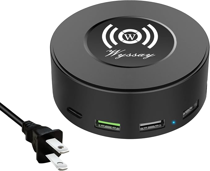 75W 6-Port Wireless Charging Station, USB-C & QC 3.0