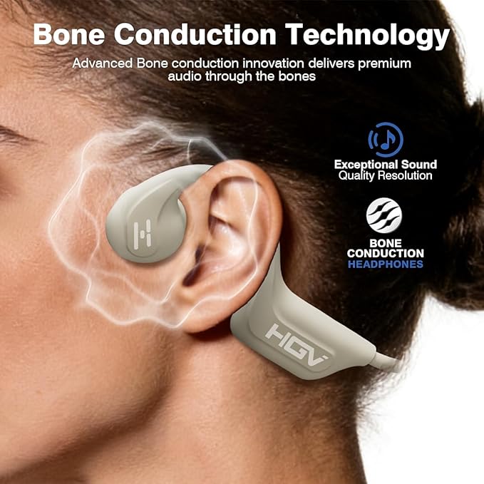 2026 New Bone Conduction Headphones Bluetooth Wireless, Bluetooth 6.0 Open Ear Headset, IP65 Waterproof & 10H Playtime, Lightweight Material, Sports Earbuds for Running, Cycling, Gym Workouts (White)