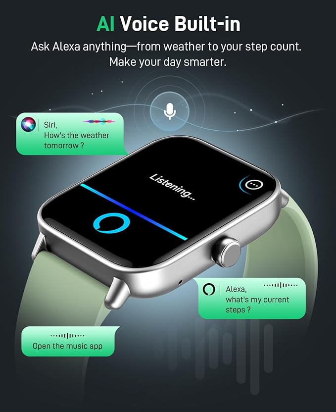 Smart Watch (Android & iPhones), 1.85" HD Alexa Built-in Smart Wacthes for Women Men With Heart Rate Monitor, Sleep/Step Tracker, 120+ Sport Modes Fitness Watch for Women, IP68 Waterproof Watch