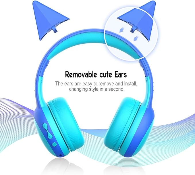 gorsun Kids Bluetooth Headphones, Portable Wireless Headset for Kids, Bluetooth 5.3, Over-Ear Toddler Headphones with Microphone, 85dB Volume Limited, 40 Hours Playtime (Pink+Blue)