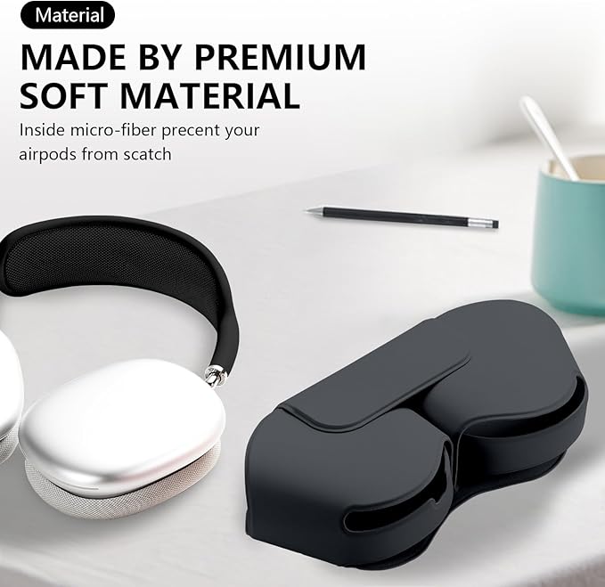 Maxjoy for Apple Airpods Max Smart Case Cover, Soft PU Leather Protective Cover Accessories for Airpod Max with Sleep Mode, Anti-Dust Travel Carrying Case for Airpods Pro Max Headphones, Dark Gray