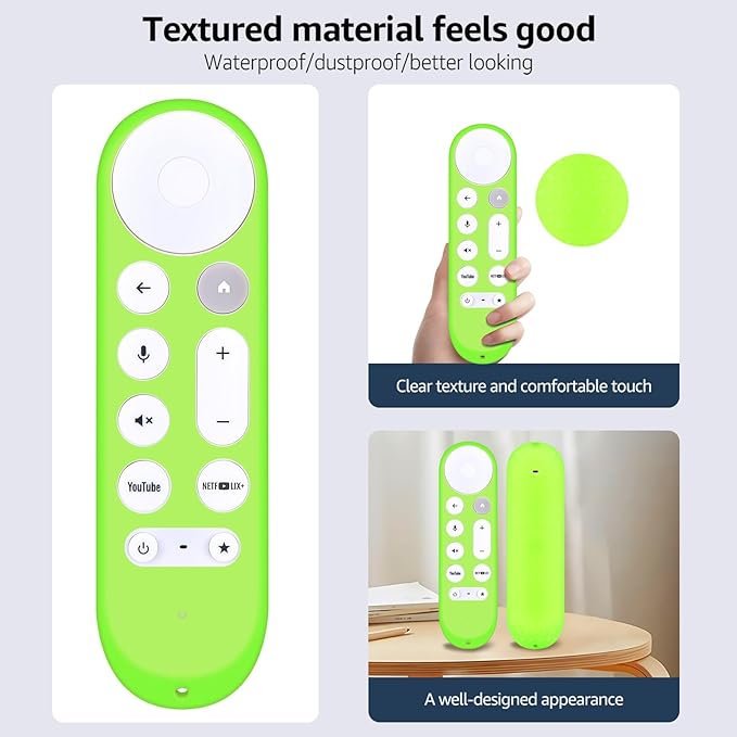 [2-Pack] HZIME New Replacement Remote Control Cover Compatible for Google TV Streamer 4K TV GY3LE Voice Remote, Silicone Controller Case Sleeve (Glow-in-The-Dark，Green/Blue)