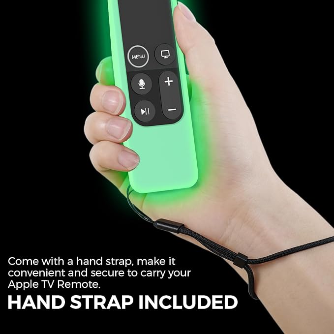 AhaStyle Protective Case for Apple TV Siri Remote with AirTag Holder, Anti Slip Silicone Cover Compatible with Apple TV HD and 4K [1st Gen] (Glow Blue)