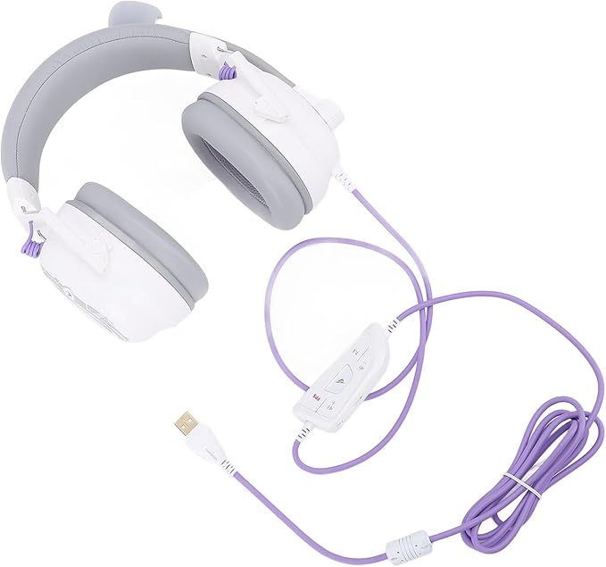 Bewinner Wired USB Gaming Headset with 50mm Drivers 7.1 Surround Sound Custom Sound Effects Software Noise Reduction Mic for PC Series X S (White)