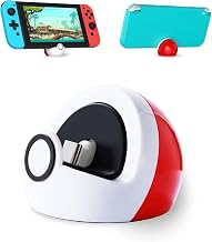 Antank Tiny Charging Stand Compatible with Nintendo Switch/Switch Lite/Switch OLED, Portable Cute Switch Dock Station with USB-C Port for Switch Games, No Projection, Red&White - Image 1