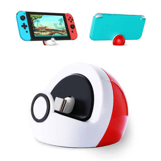 Antank Tiny Charging Stand Compatible with Nintendo Switch/Switch Lite/Switch OLED, Portable Cute Switch Dock Station with USB-C Port for Switch Games, No Projection, Red&White