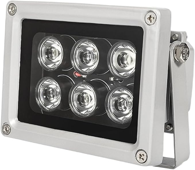Night Vision IR Illuminators 940nm Invisible 6-LEDs Infrared Light IP65 Water-Resistant Outdoor Floodlight for Security Cameras (940nm IR, 90° Angle for 4mm Lens)