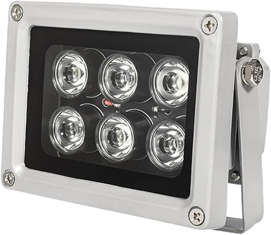 Night Vision IR Illuminators 940nm Invisible 6-LEDs Infrared Light IP65 Water-Resistant Outdoor Floodlight for Security Cameras (940nm IR, 90° Angle for 4mm Lens)