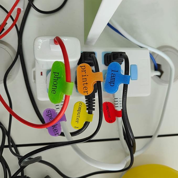 30 Oval Cord Labels - Colored, Writable, Multipurpose for Organization