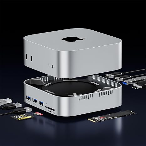 Mac mini Dock for M6 M5 Pro M4,NVMe SSD Enclosure, DP 4K@120Hz Mac mini Hub