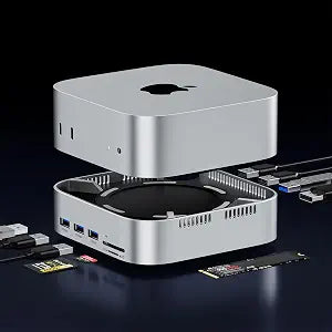 Mac mini Dock for M6 M5 Pro M4,NVMe SSD Enclosure, DP 4K@120Hz Mac mini Hub