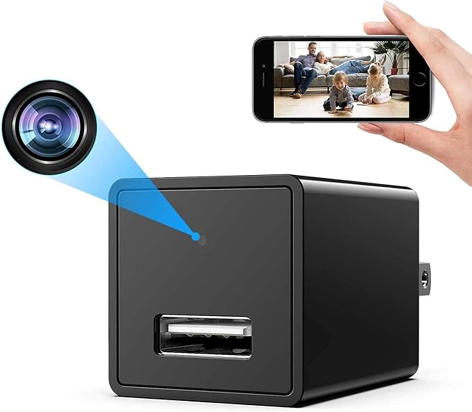 Wireless Spy Smart Small 1080P Indoor USB Charger Hidden WiFi Security Camera Baby Monitor Surveillance Camera Motion Detection with App Live Feed
