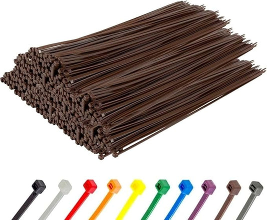 GTSE 12 Inch Brown Zip Ties, 1,000 Bulk Pack, 50lb Strength, UV Resistant Long Nylon Cable Ties, Self-Locking 12" Tie Wraps