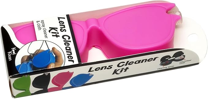 Calabria Kool Klean Eyeglasses Lens Cleaner Kit Pink 15 ml Cleaning Spray, White Micro-Fiber Cleaning Cloth Eyewear Cleaning